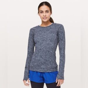 Lululemon Cypress Kiss Long Sleeve Size 6 Fusion Jacquard Black Violet Viola